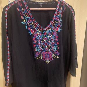 Calessa  Black Top with Multicolor Trim